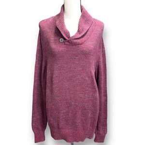 Urban Pipeline Women's Rib-trim Buttoned Neckline Sweater‎ Red Large